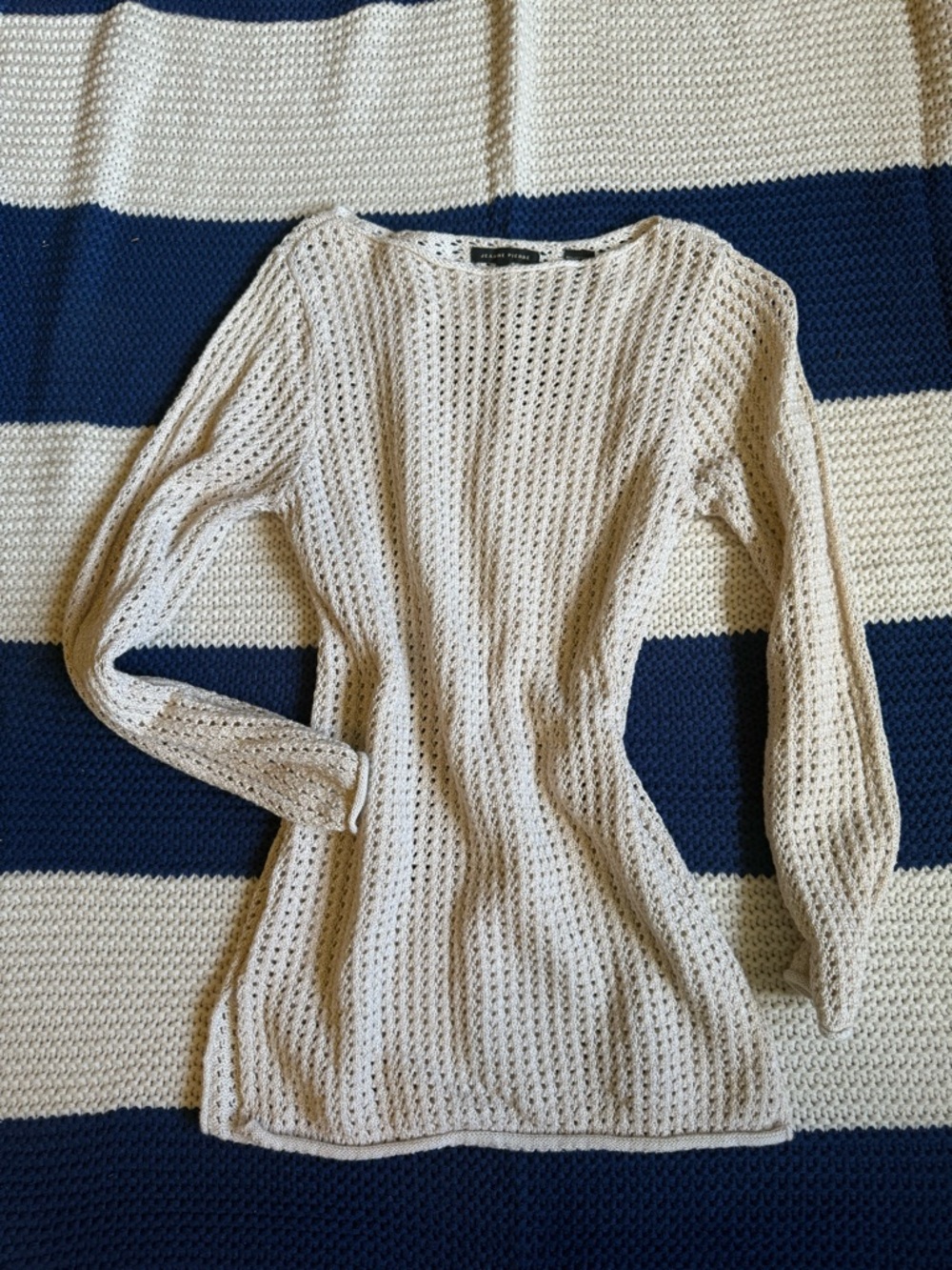 Jeanne Pierre Ivory Open Knit Sweater Women’s Size M
